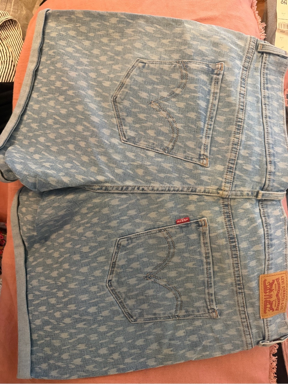 Levi's Light Blue Speckled Denim Shorts